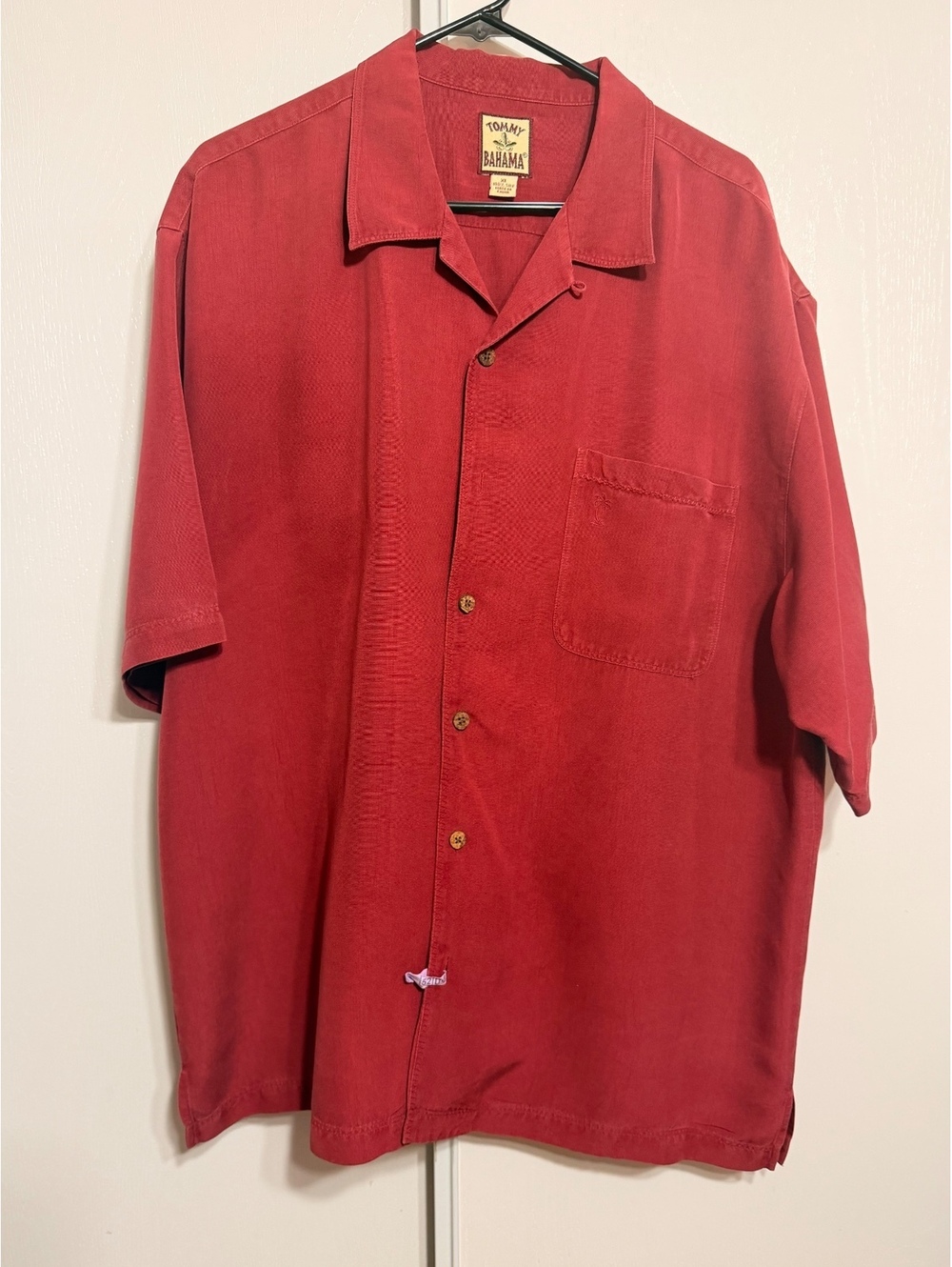 Tommy Bahama Red Silk Short Sleeve Button Up Shirt Men’s XL